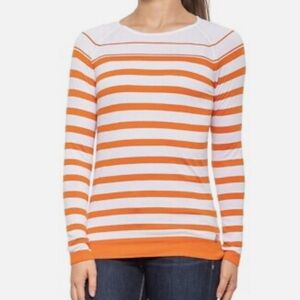 Barbour Chock Orange and White Striped Cotton Sweater Size 10